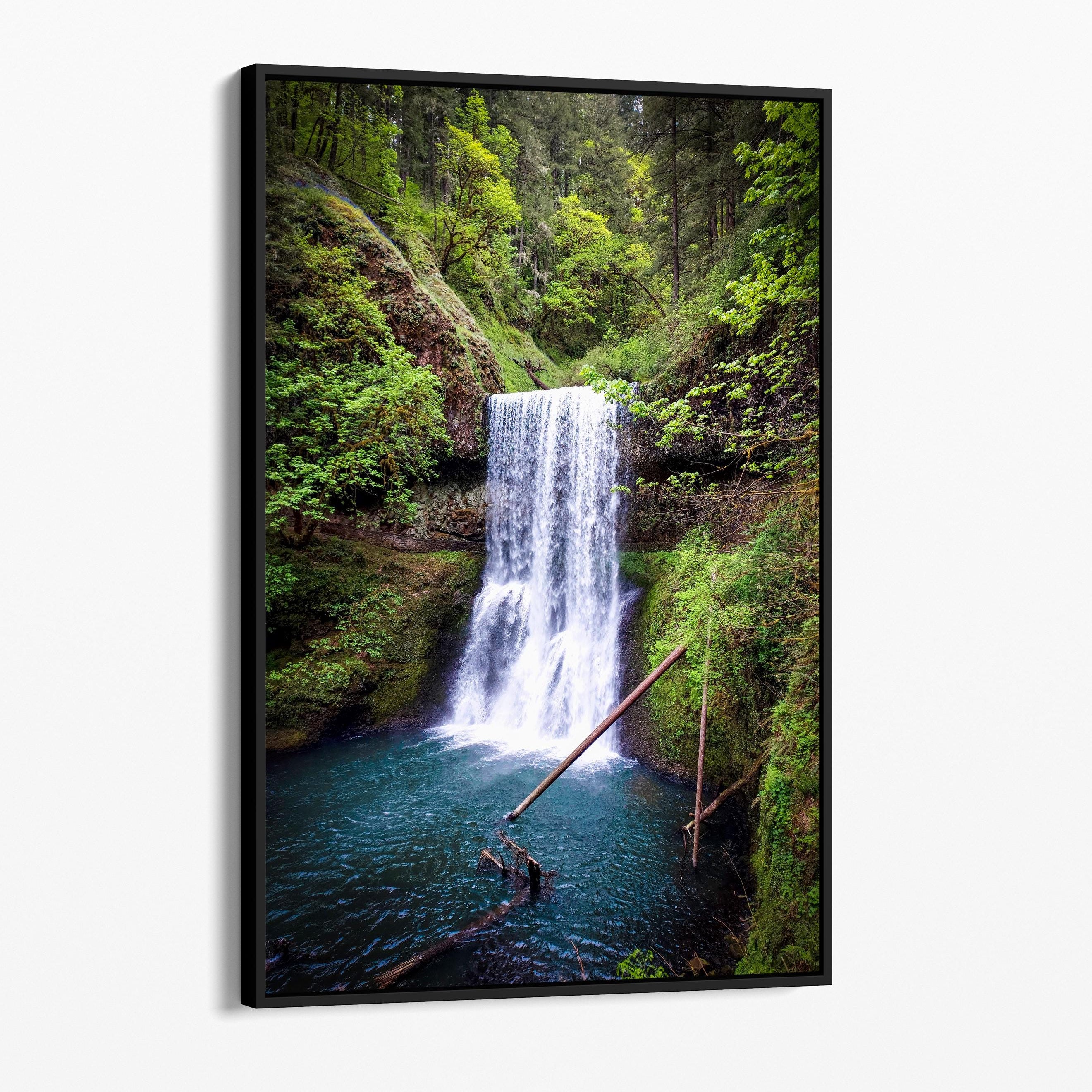 Lower South Falls at Silver Falls State Park, Oregon,  Framed Canvas Art Print