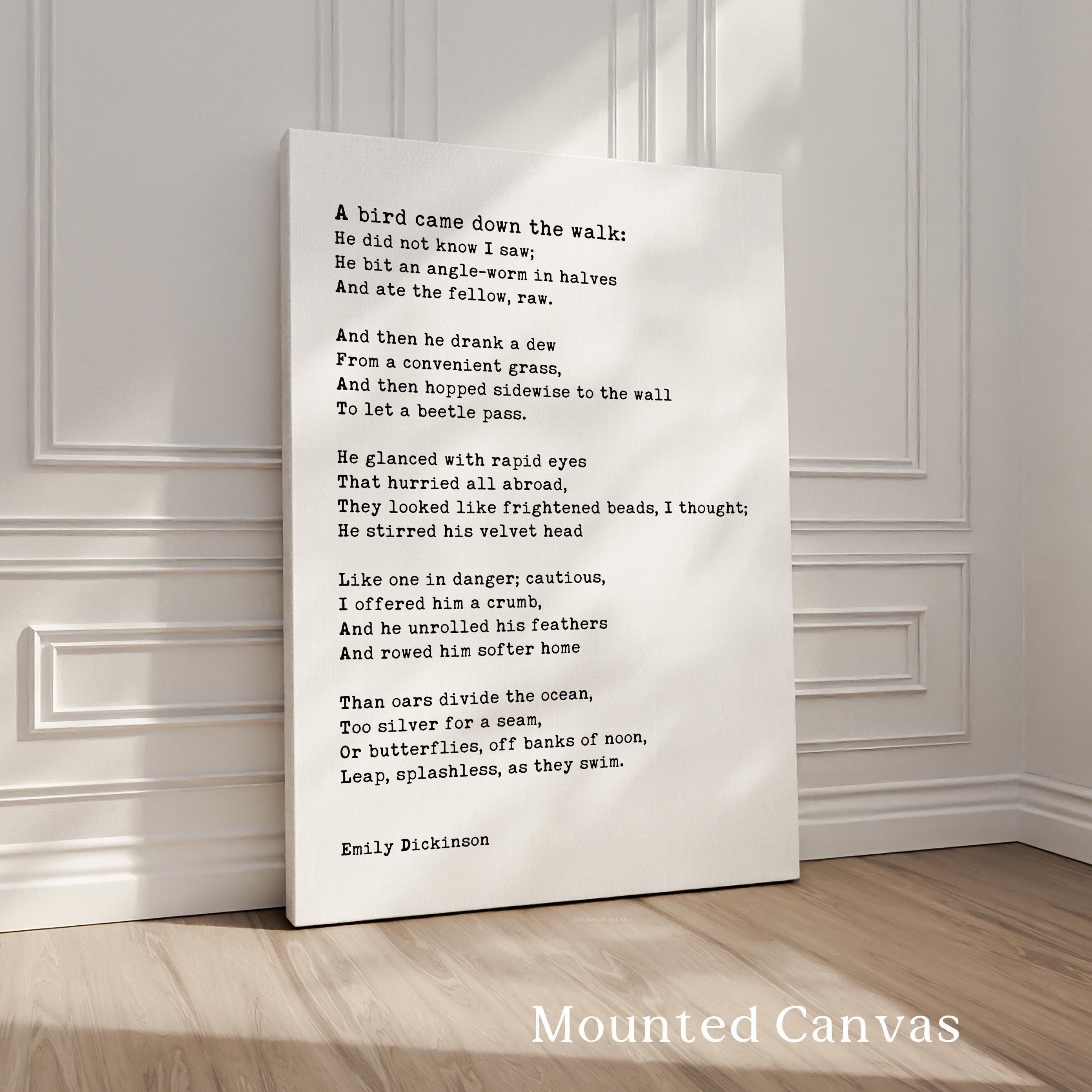 A Bird Came Down the Walk,  Emily Dickinson Poem,  Typography Art Print