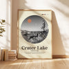 Crater Lake, Oregon,  Mid•Century Modern,  Featuring GPS Coordinates,  Typography Art Print