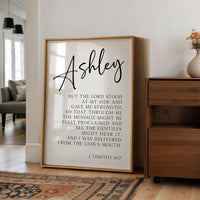 But The Lord Stood At My Side,  2 Timothy 4:17,  Personalized Typography Art Print