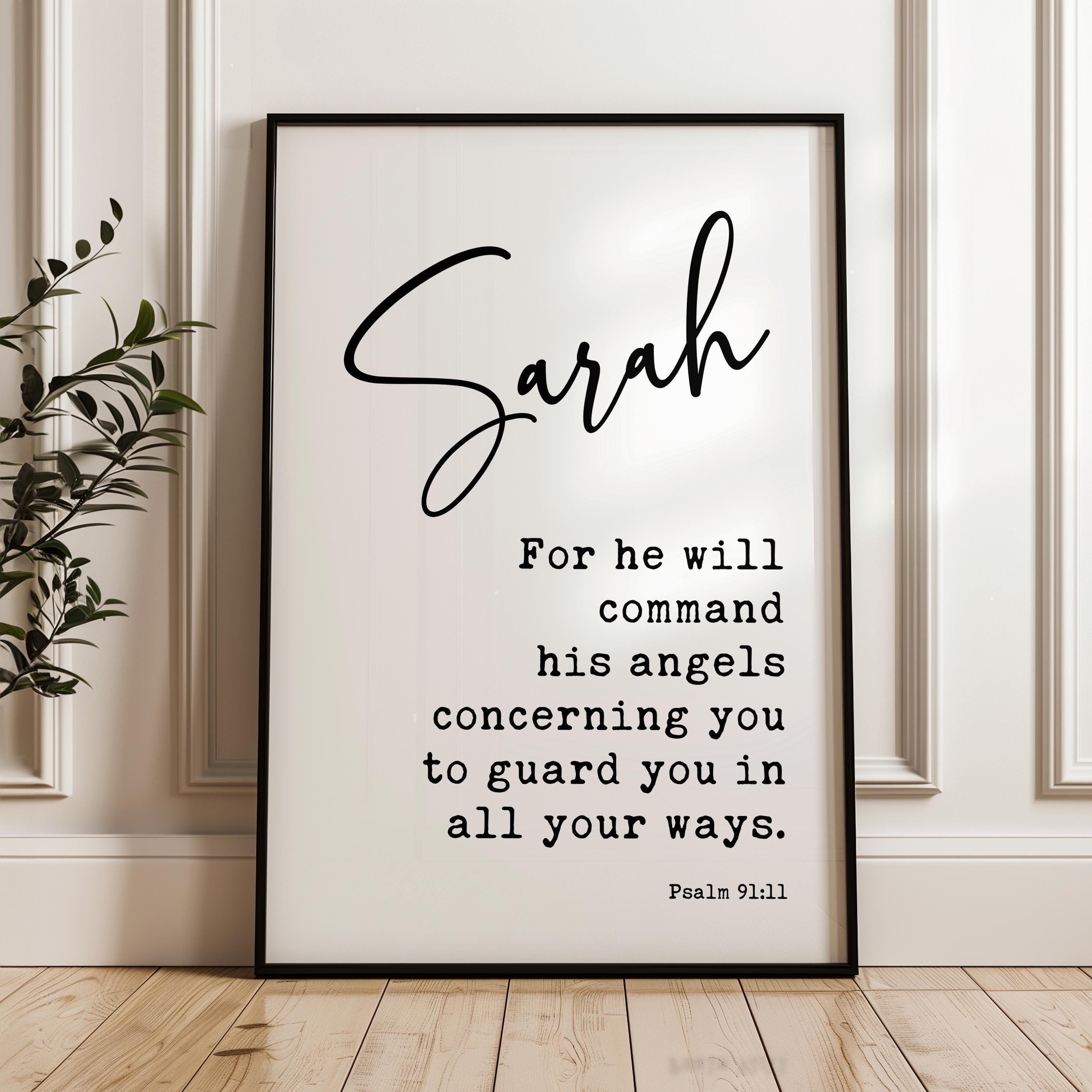 Psalm 91:11 For he will command his angels concerning you to guard you in all your ways. Personalized Typography Art Print