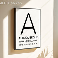 Albuquerque New Mexico Wall Art, GPS Coordinates Print, City Typography, Travel Decor