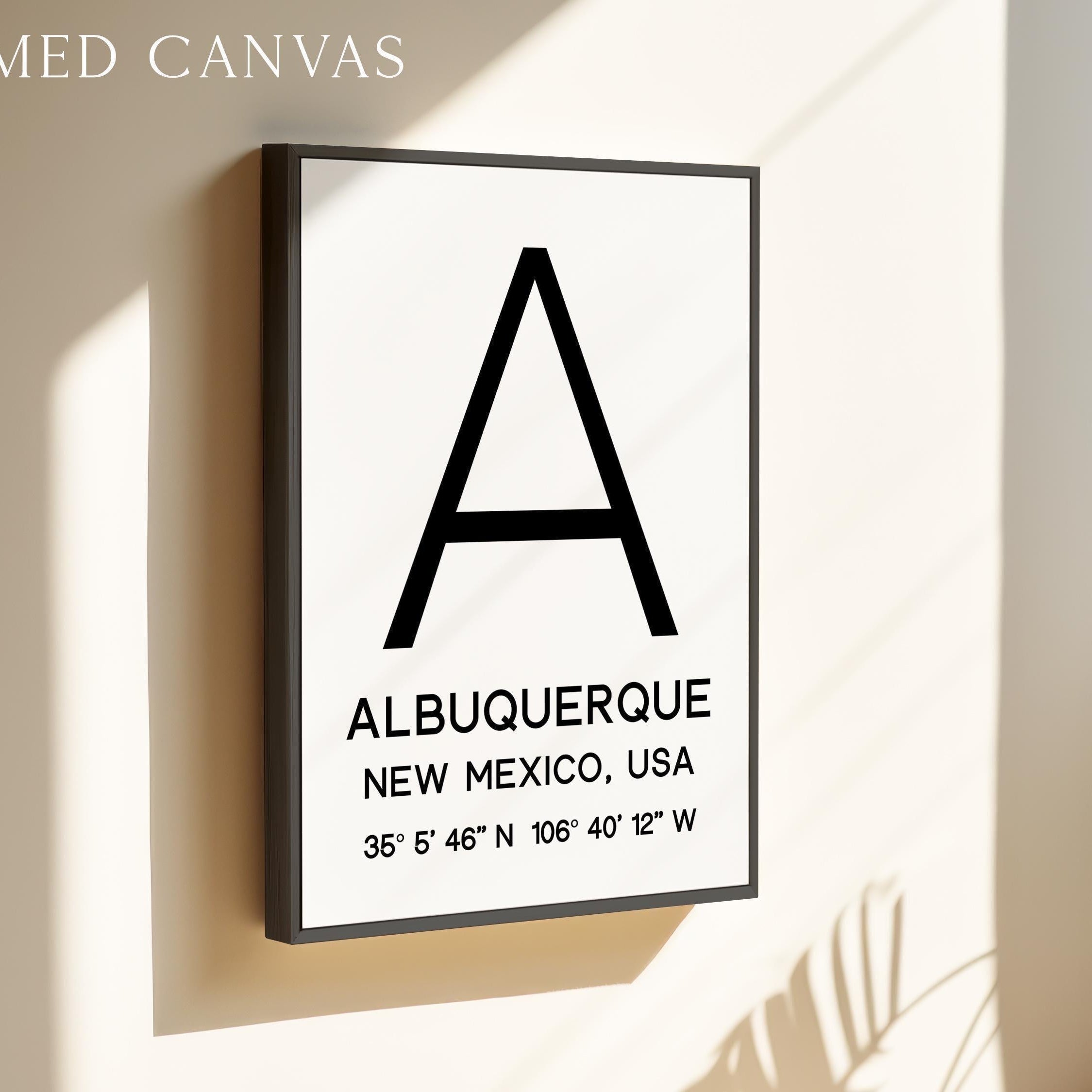 Albuquerque New Mexico Wall Art, GPS Coordinates Print, City Typography, Travel Decor