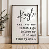 And Into The Forest I Go,  John Muir Quote,  Personalized Typography Art Print
