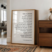1 Corinthians 13:4-8 Art Print, Love is Patient Scripture, Wedding Anniversary Gift