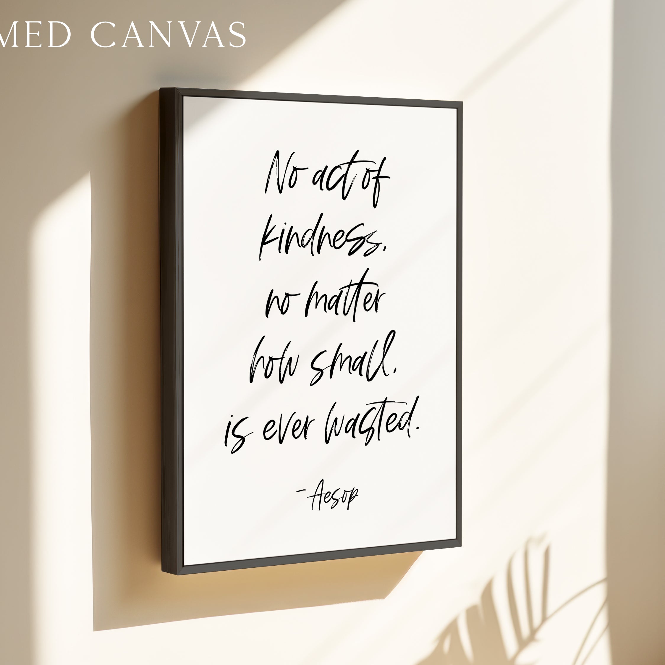 a framed canvas with a quote about kindness and the importance of being kind, no matter how small.