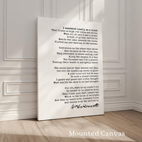 I Wandered Lonely as a Cloud Poem •  William Wordsworth Daffodils Poetry • Typography Art Print (1804)