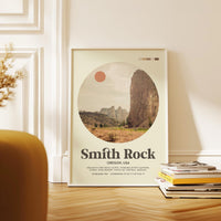 Smith Rock Oregon Print,  Mid-Century Travel Poster - Wall Art - Nature Decor