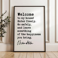 Welcome To My House, Enter Freely, Go Safely,  Bram Stoker Quote,  Dracula,  Typography Art Print