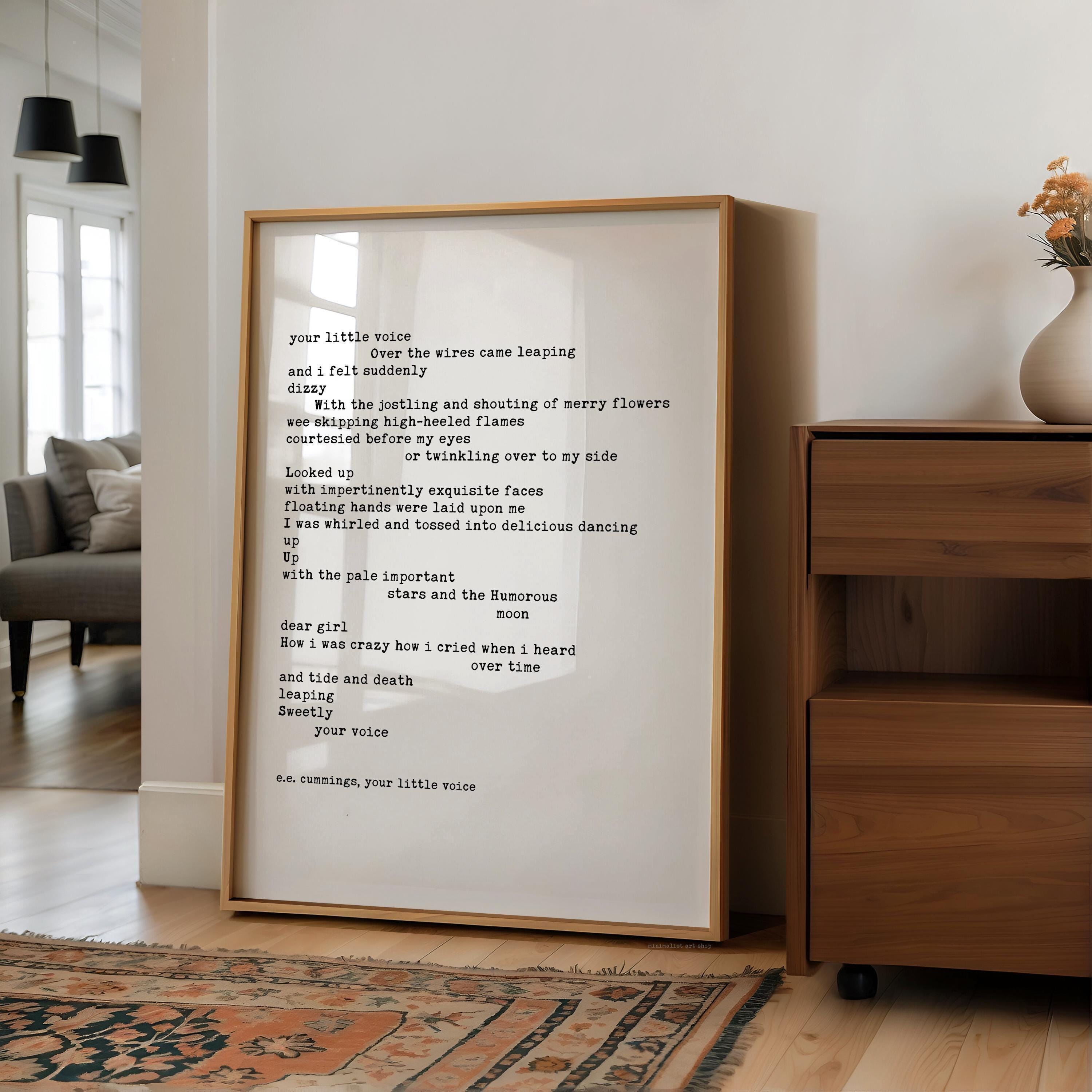 Your Little Voice by E.E. Cummings Typography Art Print,   Love,  Wedding,  Poetry (1915)