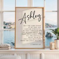But The Lord Stood At My Side,  2 Timothy 4:17,  Personalized Typography Art Print