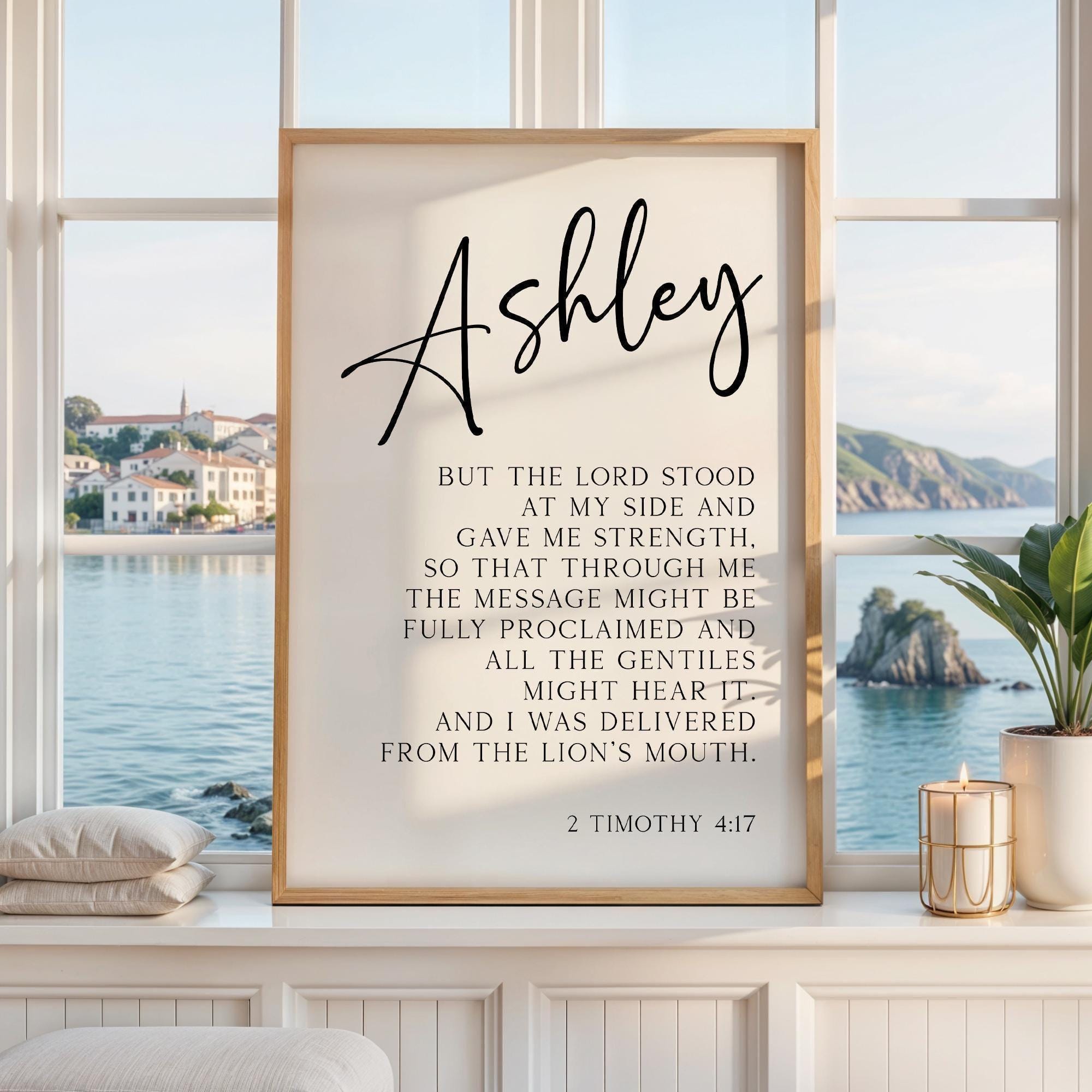 But The Lord Stood At My Side,  2 Timothy 4:17,  Personalized Typography Art Print