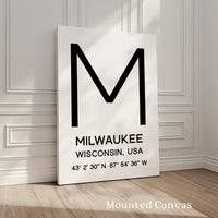Milwaukee, Wisconsin Wall Art, GPS Coordinates Print, City Typography, Travel Decor