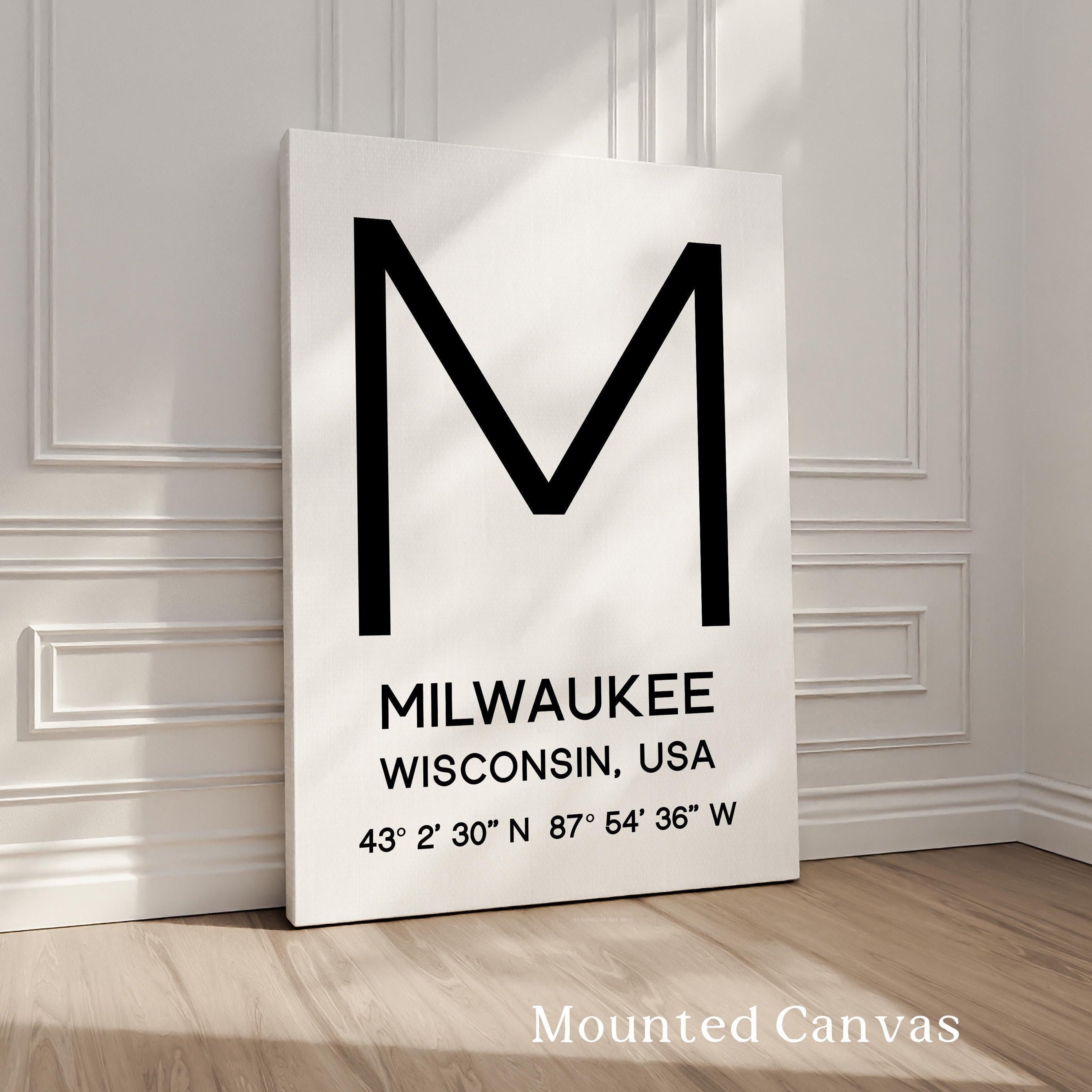 Milwaukee, Wisconsin Wall Art, GPS Coordinates Print, City Typography, Travel Decor