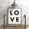 LOVE Typography Print - Home Wall Decor - Minimalist Decor - Wedding Gift - Anniversary Gift - Black and White Print