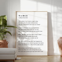 To a Bride. Poem by Mary Toles Peet,  Typography Art Print,  Love,  Romance,  Wedding,  Anniversary • Gift Ideas (1903)