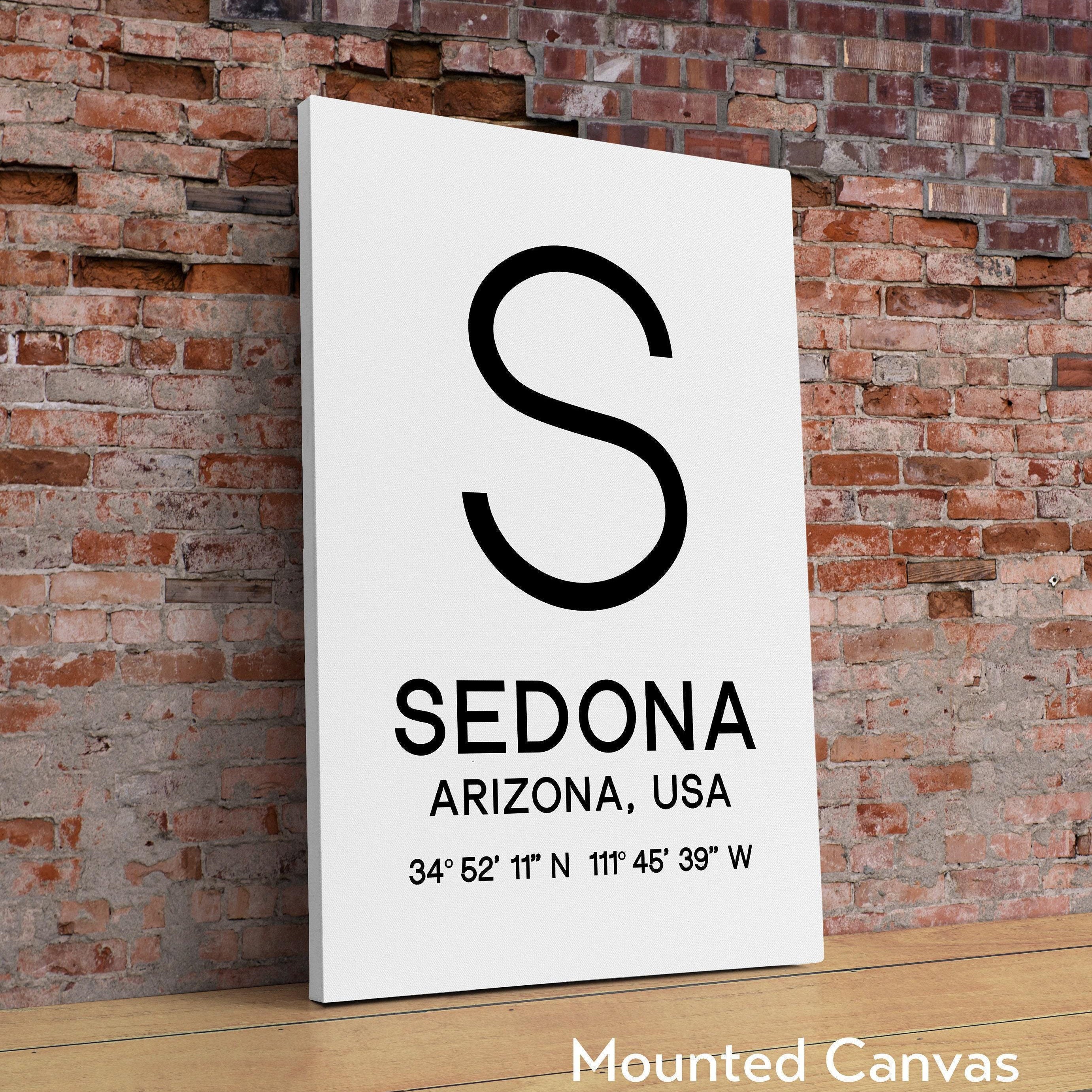 Sedona, Arizona with GPS Coordinates Typography Minimalist Art Print