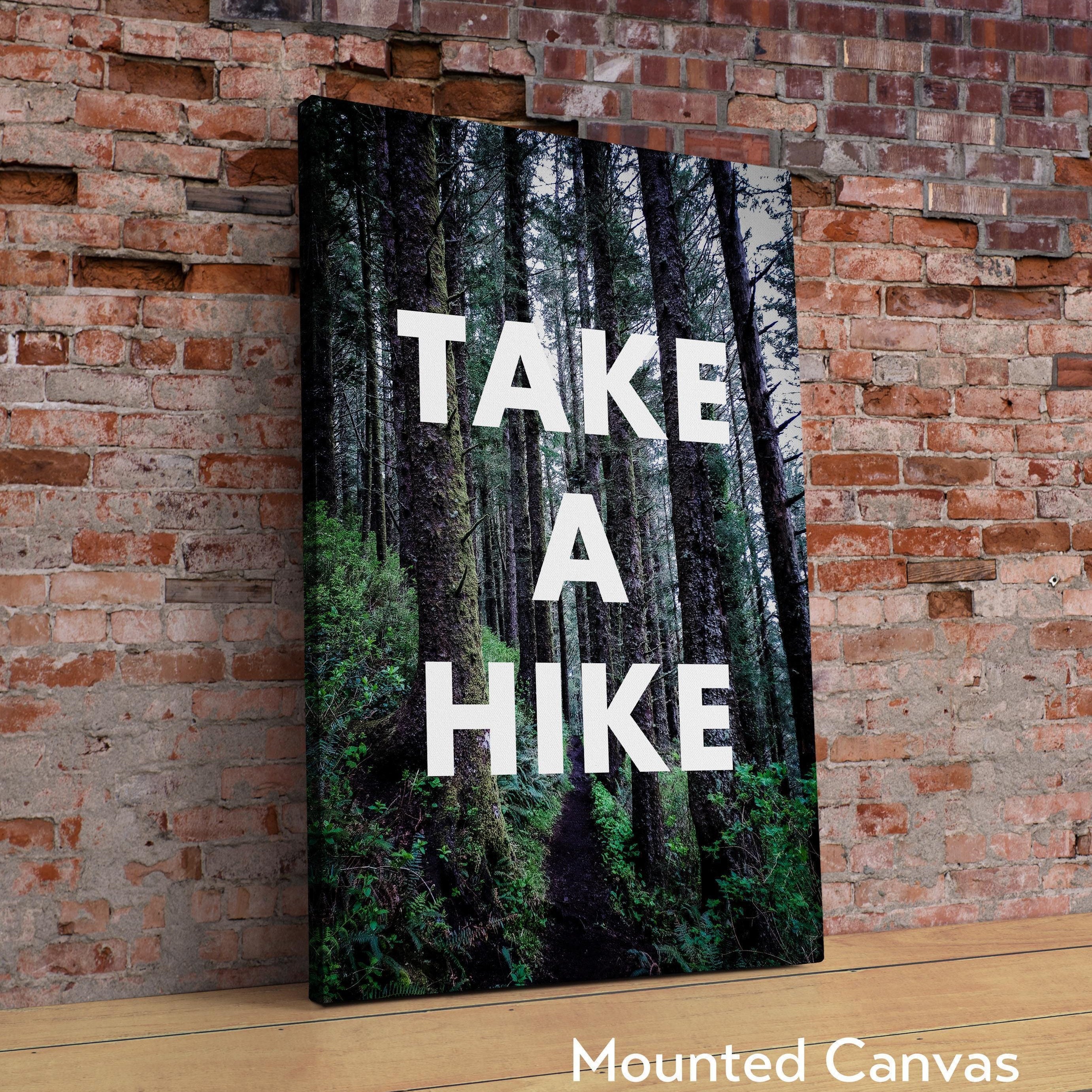 Take a Hike with Oregon Coast Trail with Sitka Spruce Trees Typography Art Print,  Gift Ideas for Nature Lovers