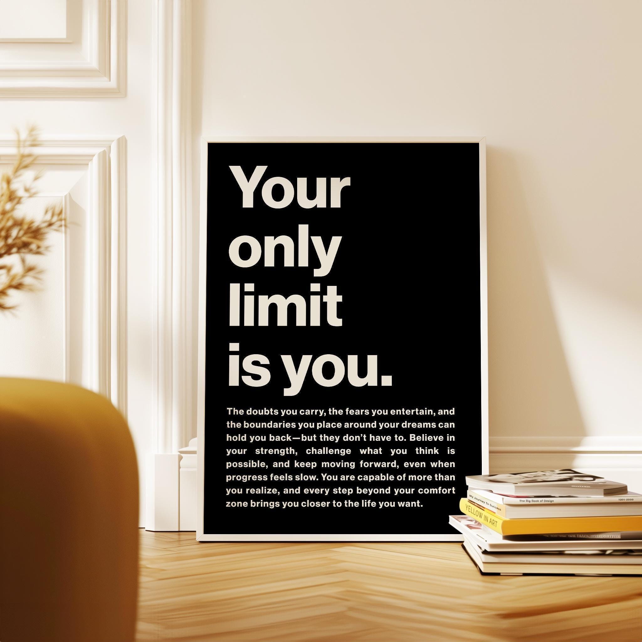 Your Only Limit Is You Print, Motivational, Inspirational, Office Decor, Gym Art, Entrepreneur Gift