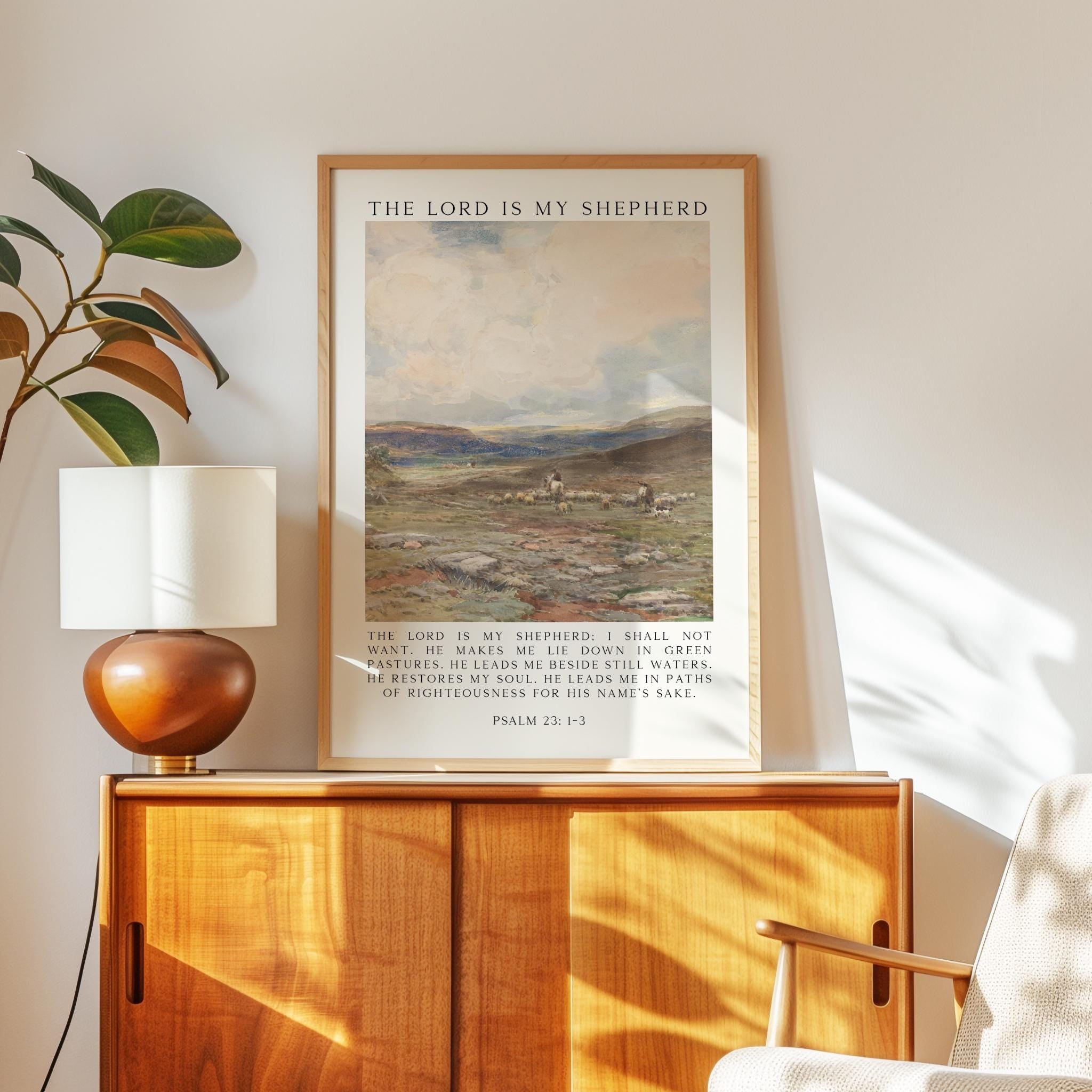The Lord Is My Shepherd Psalm 23 Art Print – Christian Typography Wall Art