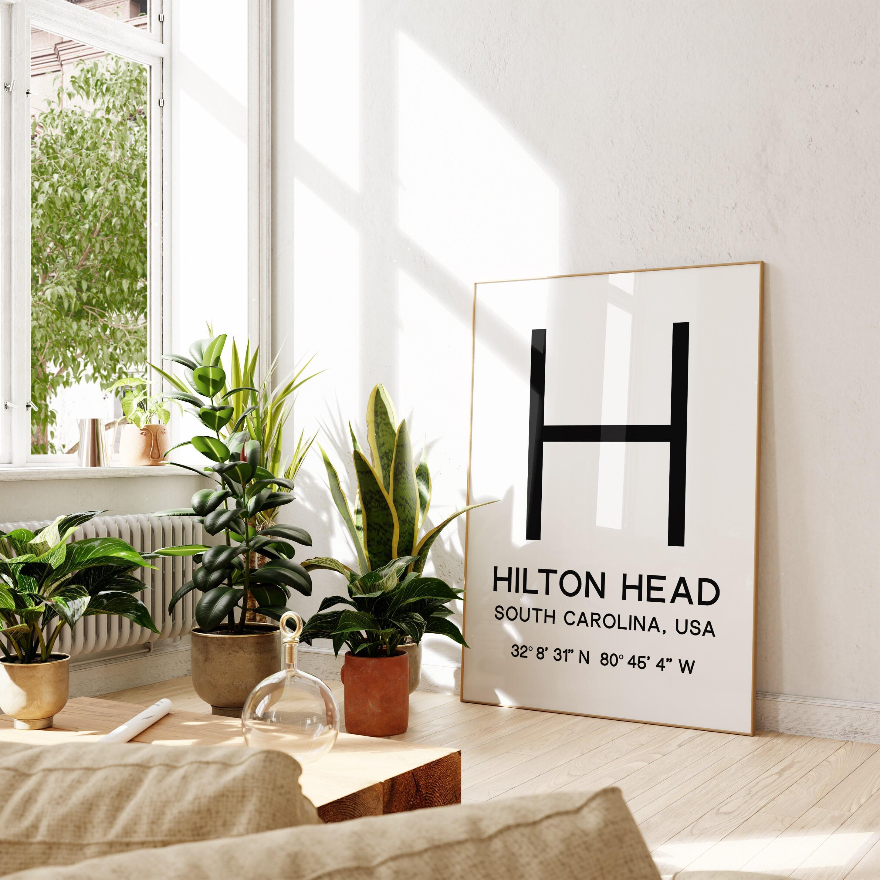 Hilton Head, South Carolina with GPS Coordinates Typography Minimalist Art Print