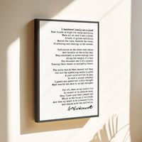 I Wandered Lonely as a Cloud Poem by William Wordsworth Framed Canvas Art (1804)