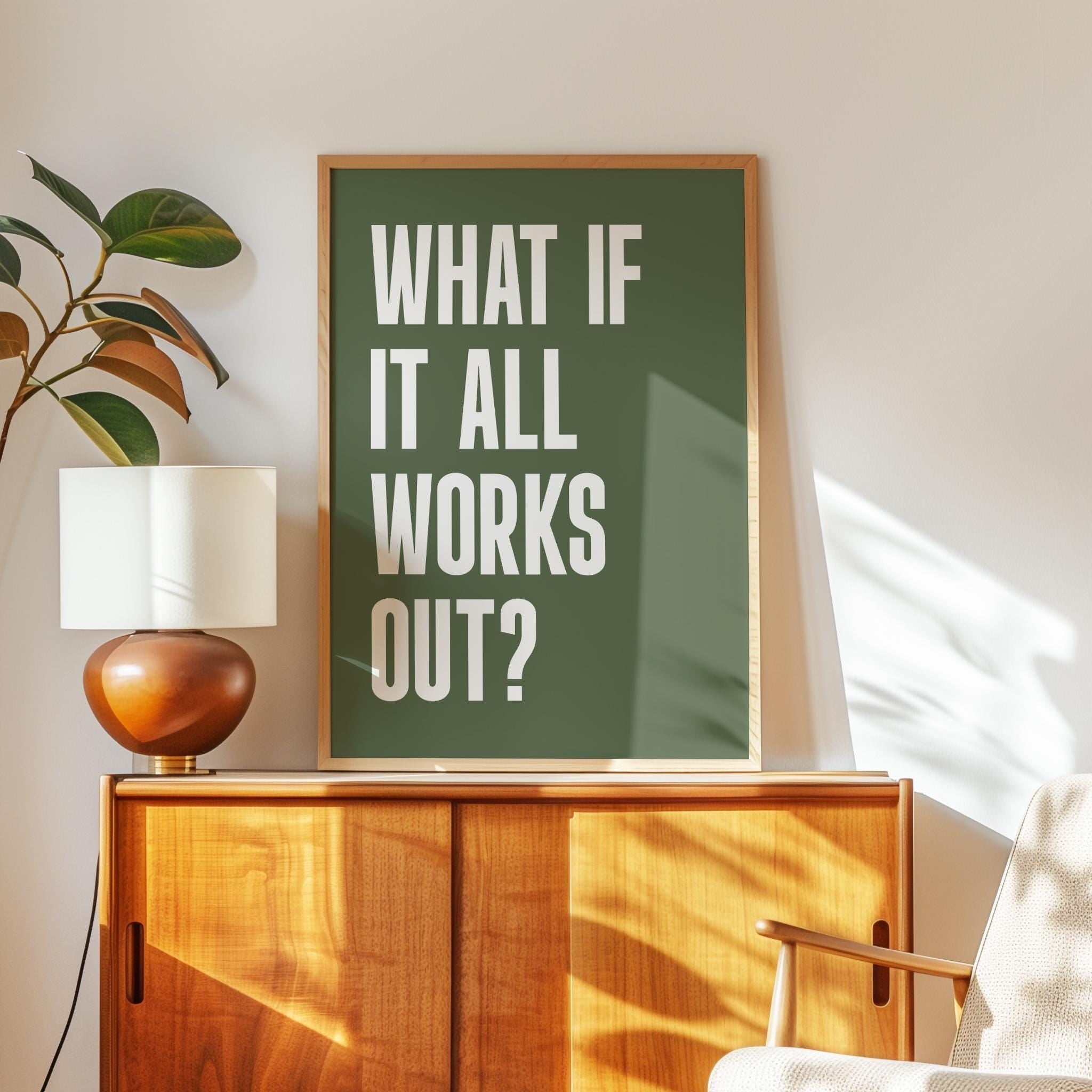 What If It All Works Out Typography Art Print,  Good Vibes,  Inspirational,  Gift Idea
