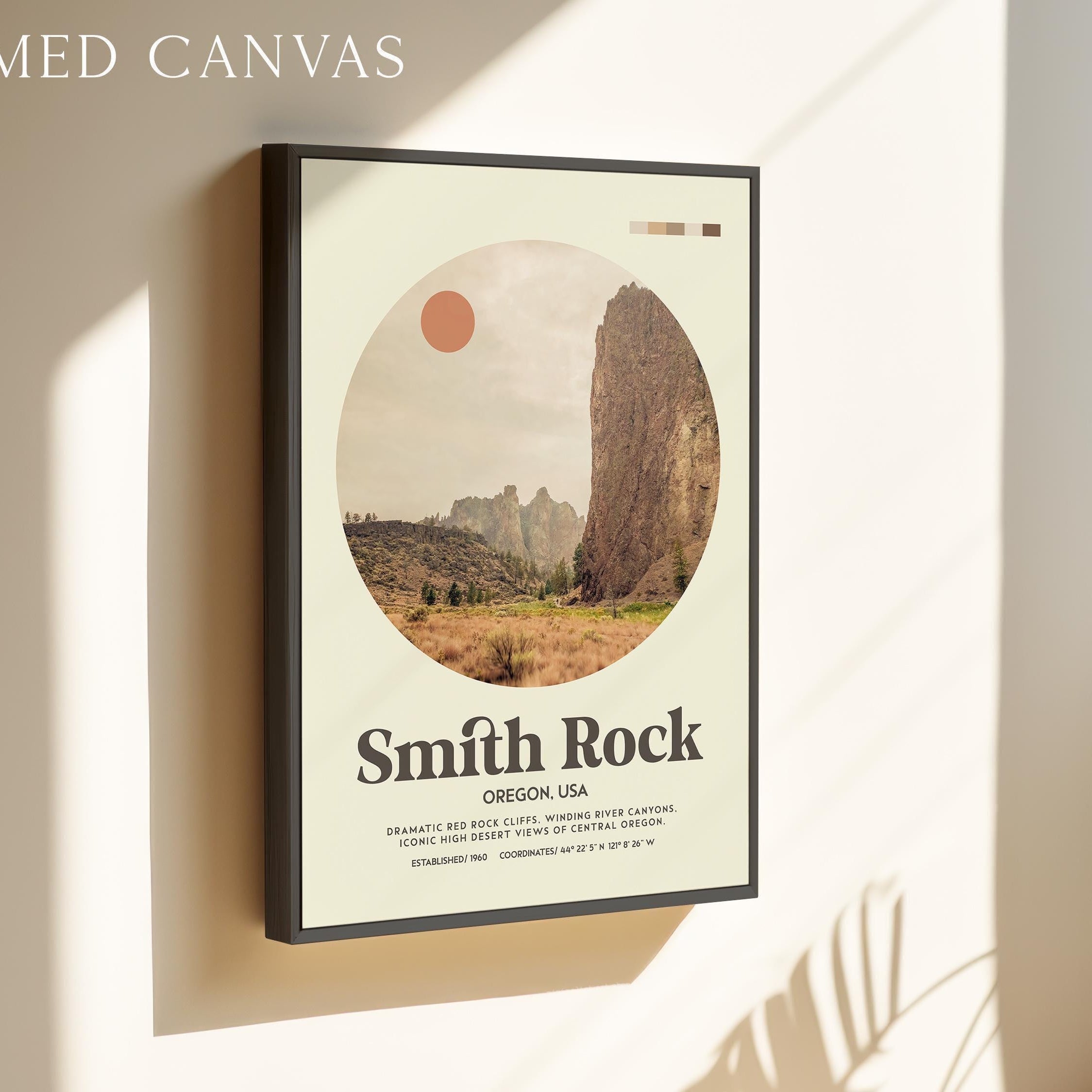 Smith Rock Oregon Print,  Mid-Century Travel Poster - Wall Art - Nature Decor