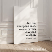 Proverbs 27:17 Iron Sharpens Iron Scripture Art Print, Faith Religious Typography