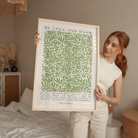 Be Still and Know Art Print,  William Morris Willow Design,  Psalm 46 Bible Verse