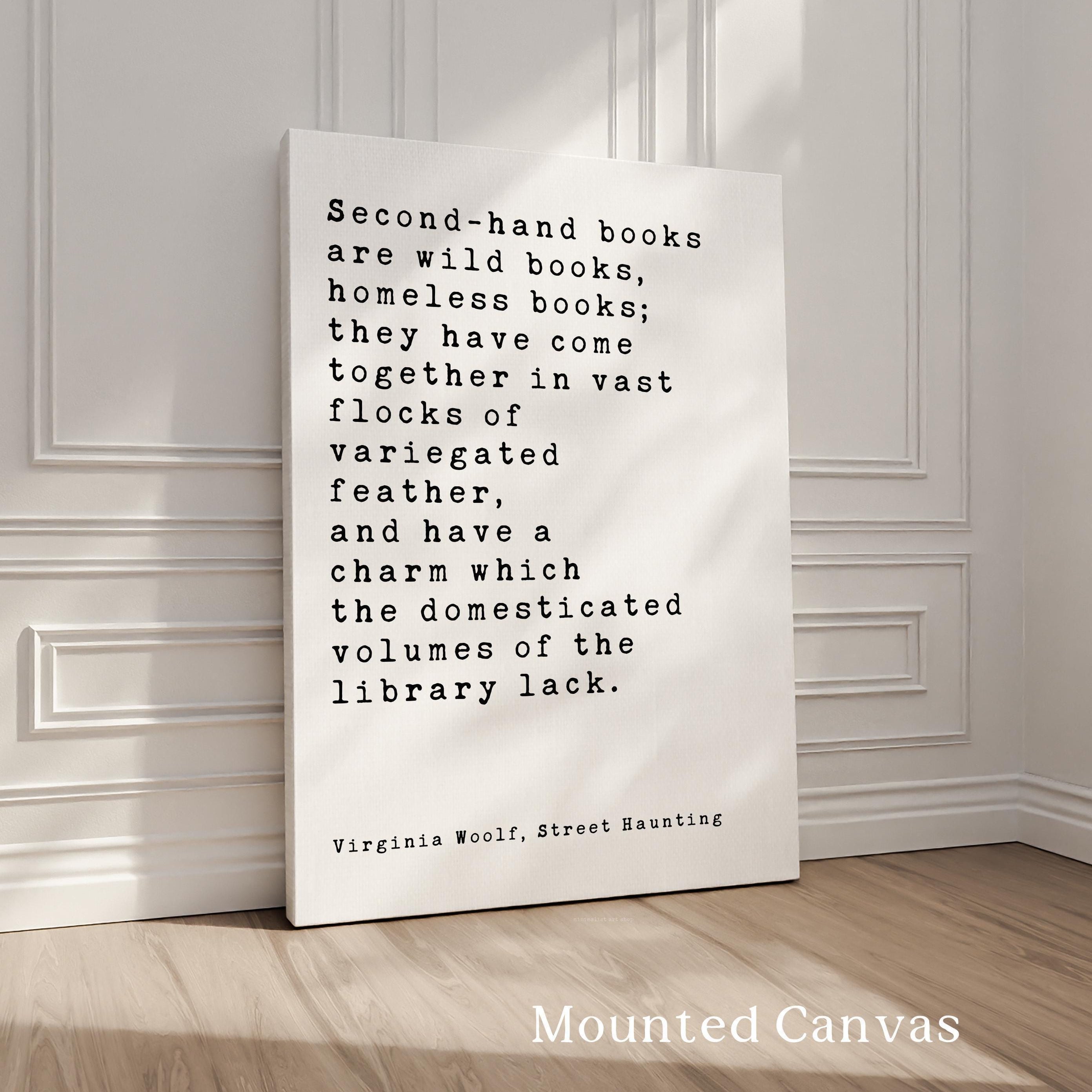 Virginia Woolf Quote Print, Second Hand Books Wall Art, Literary Typography, Book Lover Gift