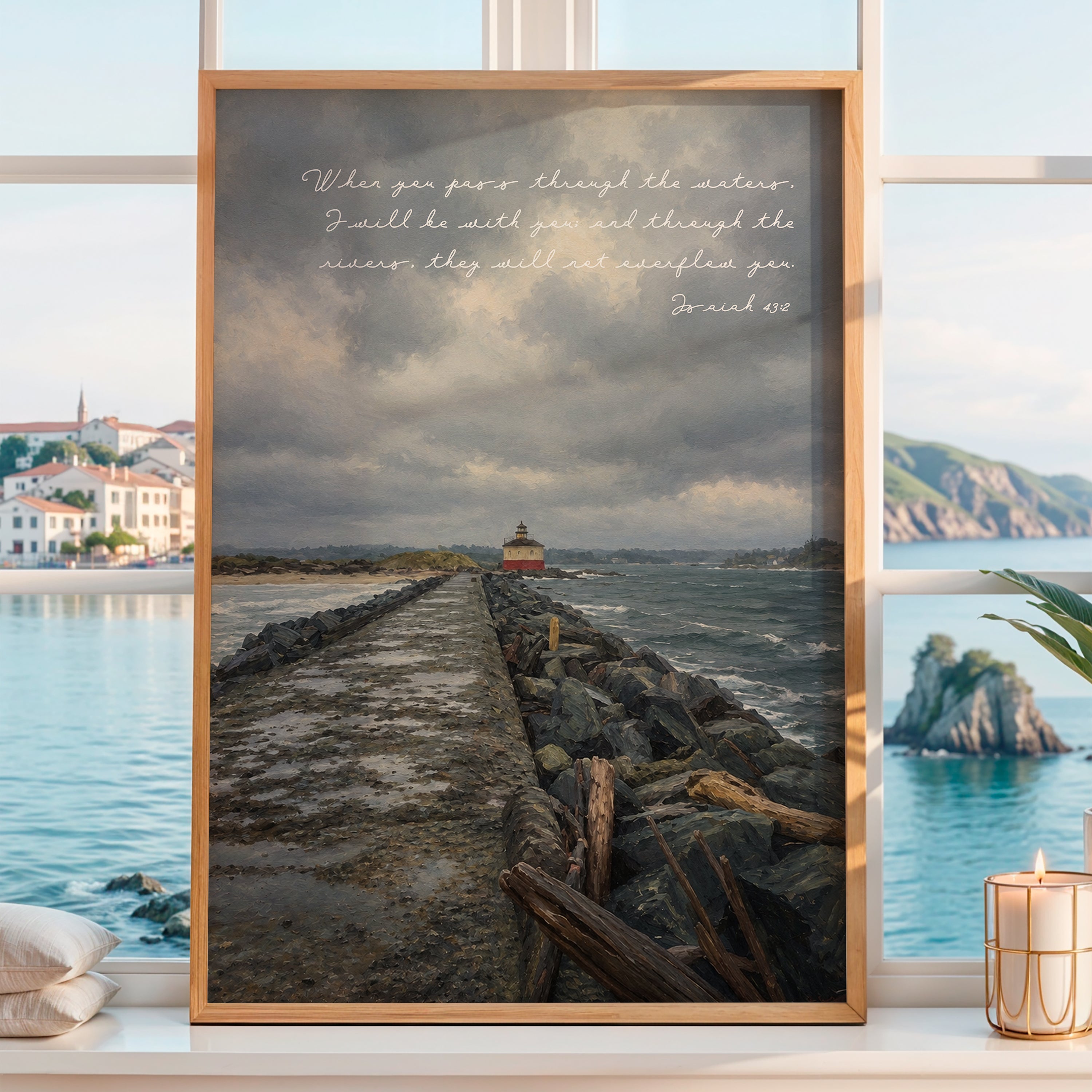 a picture of a lighthouse with a quote on it