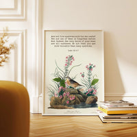 Are not five sparrows sold for two cents? Yet not one of them is forgotten before God. Luke 12:6•7 Art Print with Yellow-winged Sparrow