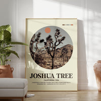 Joshua Tree, California,  MidCentury Modern,  Featuring GPS Coordinates,  Typography Art Print