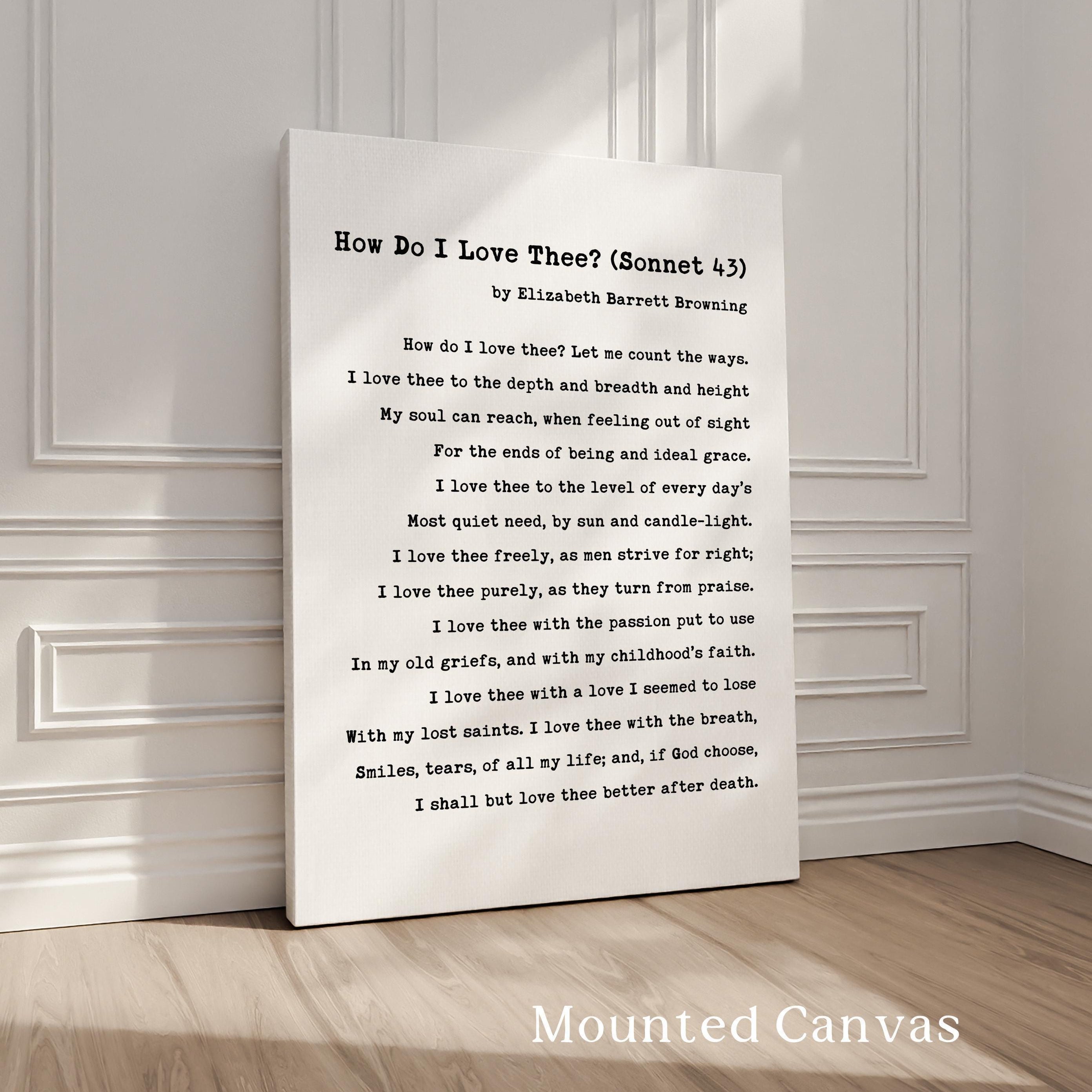 How do I love thee? Let me count the ways ,  Elizabeth Barrett Browning Poem,  Typography Art Print,  Wedding,  Anniversary,  1850
