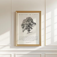 Rooted in Love Scripture Print – Ephesians 3:17-19 Christian Wall Art with Tree Illustration