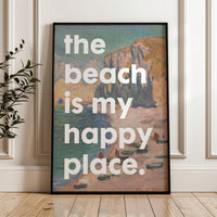 The Beach Is My Happy Place Typography Art Print with Monet,  Travel,  Adventure,  Vacation