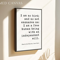 Jane Eyre Quote Print, Charlotte Brontë Art, I Am No Bird, Book Lover Gift