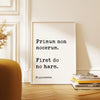 Primum non nocerum. First do no harm. Hippocrates Quote Art Print,  Health, Fitness Nutrition, Wellness