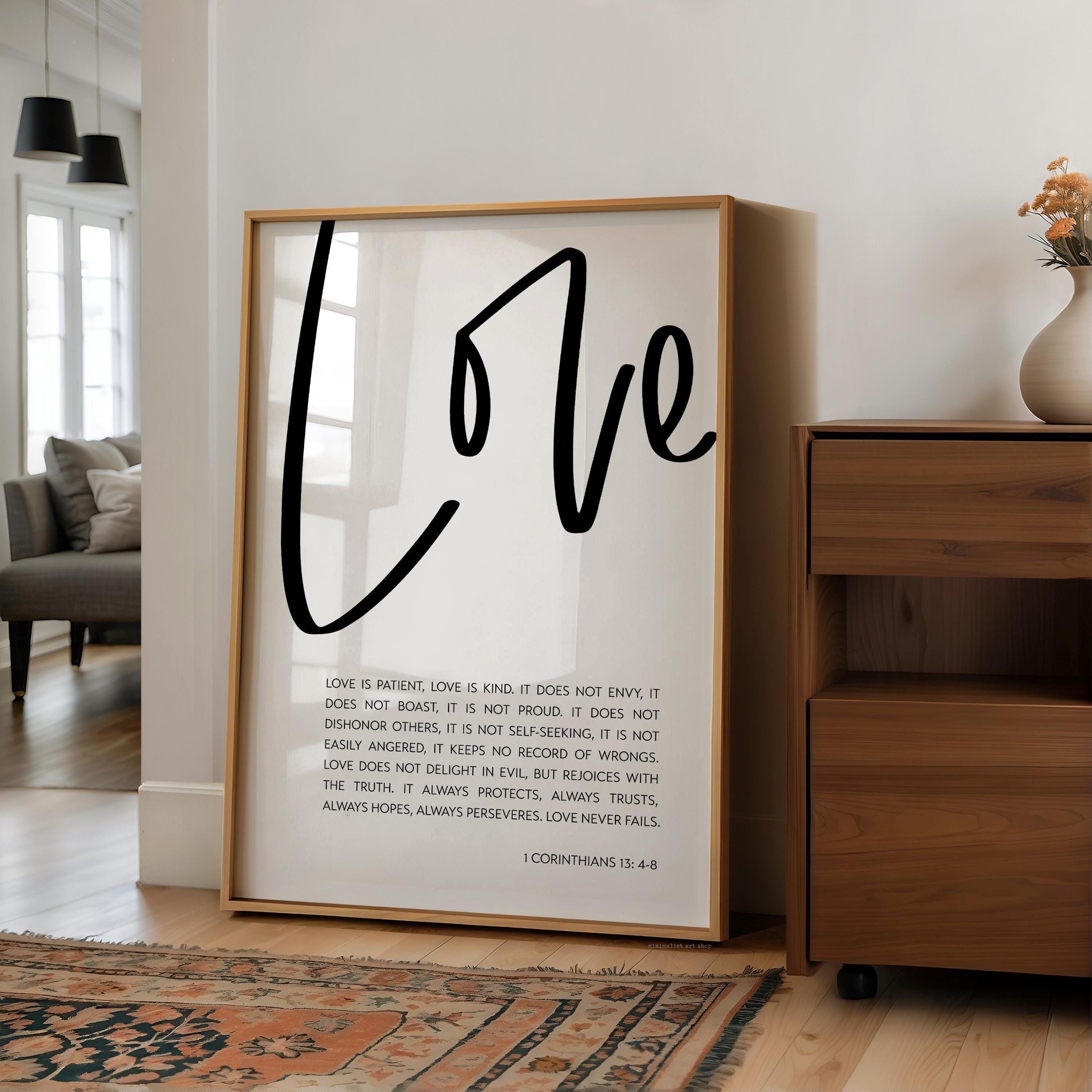 Love Is Patient Love Is Kind Art Print, 1 Corinthians 13:4-8, Wedding Gift