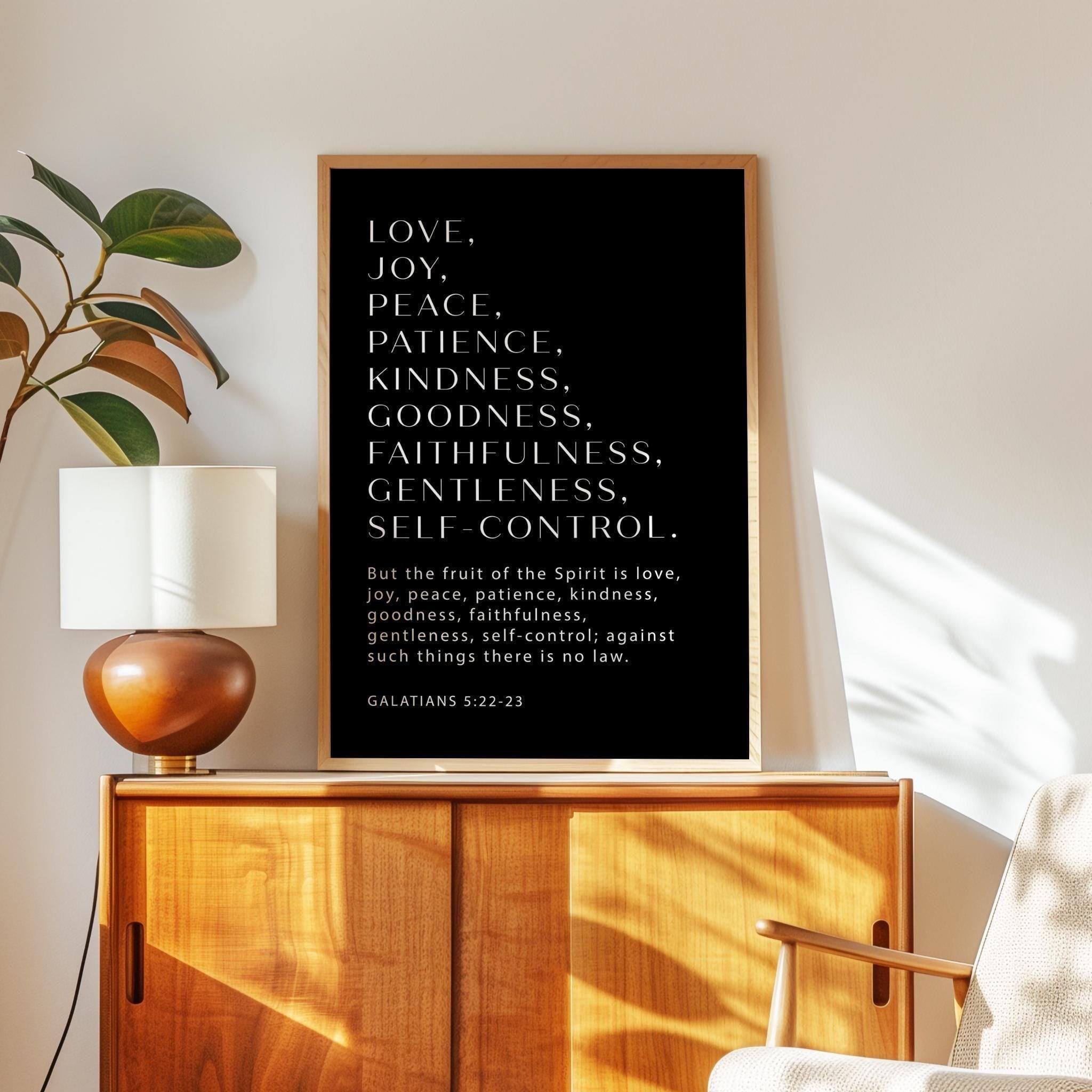 Galatians 5:22-23 Fruit of the Spirit Print, Christian Wall Art, Bible Verse Decor