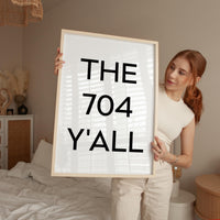The 704 Y'all Minimalist Art Print,  Charlotte, North Carolina,  Original Area Code,  History,  Culture