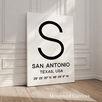 San Antonio, Texas Wall Art, GPS Coordinates Print, City Typography, Travel Decor