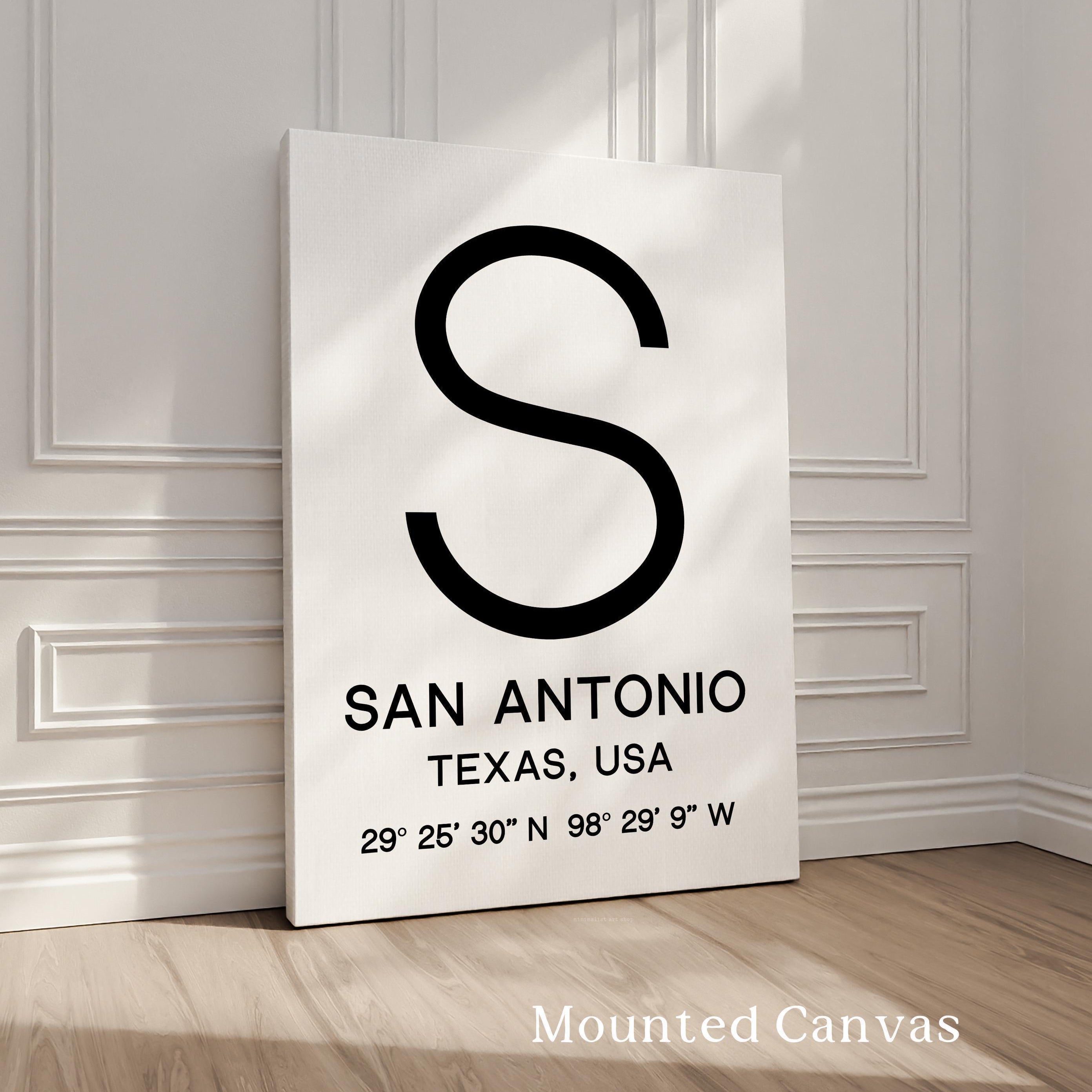 San Antonio, Texas Wall Art, GPS Coordinates Print, City Typography, Travel Decor