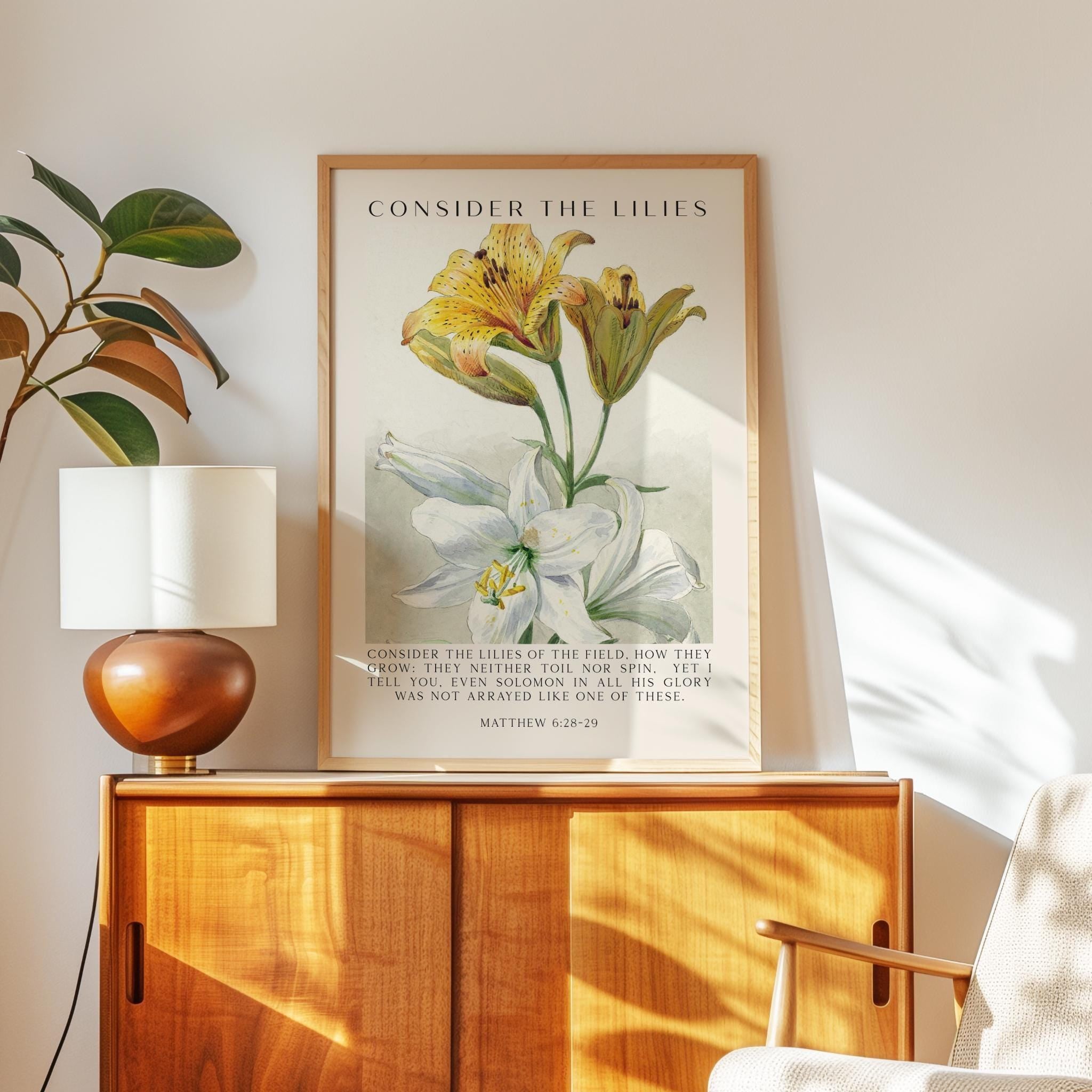 Consider the Lilies,  Scripture Wall Art - Matthew 6 28–29 Verse