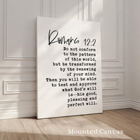 Romans 12:2 Scripture Art Print, Christian Typography Wall Art