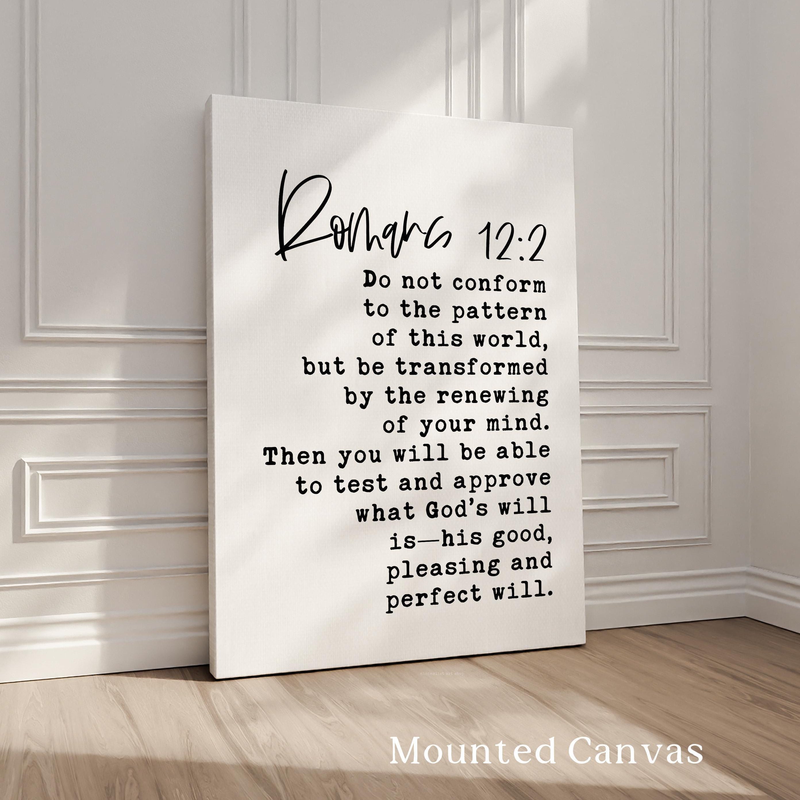 Romans 12:2 Scripture Art Print, Christian Typography Wall Art