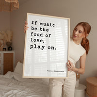 If music be the food of love, play on.,  Twelfth Night,  William Shakespeare Quote,  Typography Art Print,  Love,  Romance • Wedding