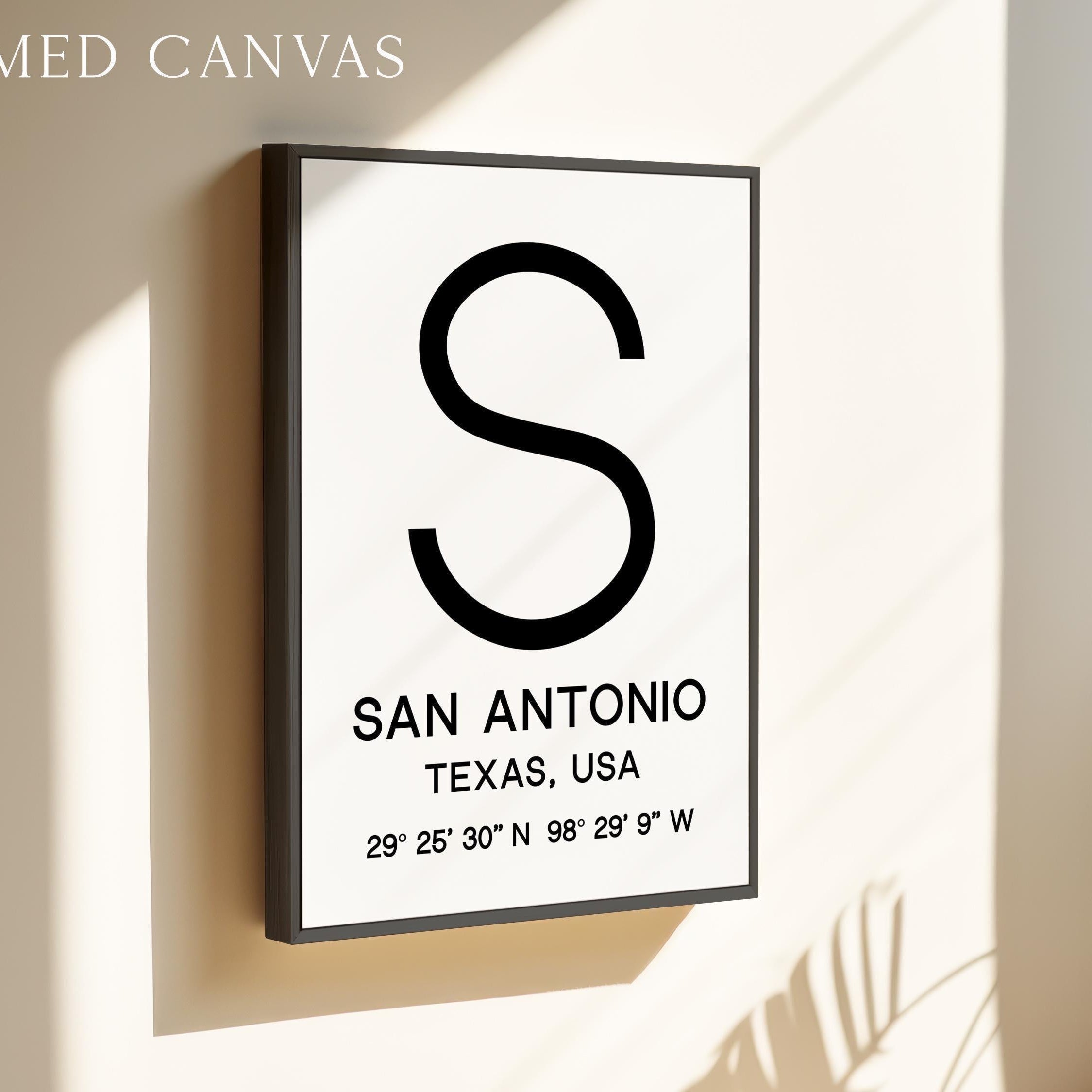 San Antonio, Texas Wall Art, GPS Coordinates Print, City Typography, Travel Decor