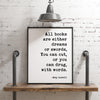 All books are either dreams or swords, You can cut, or you can drug, with words.,  Amy Lowell Poem,  Typography Art Print,  1914